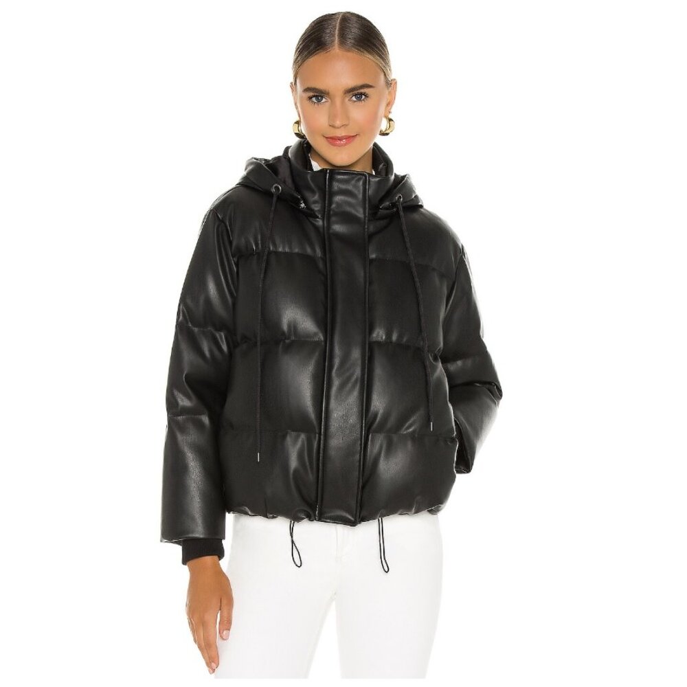 Alice + Olivia Black Puffer Jacket with Hood